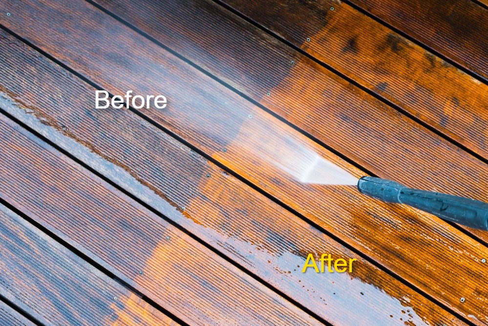 Before and After deck cleaning