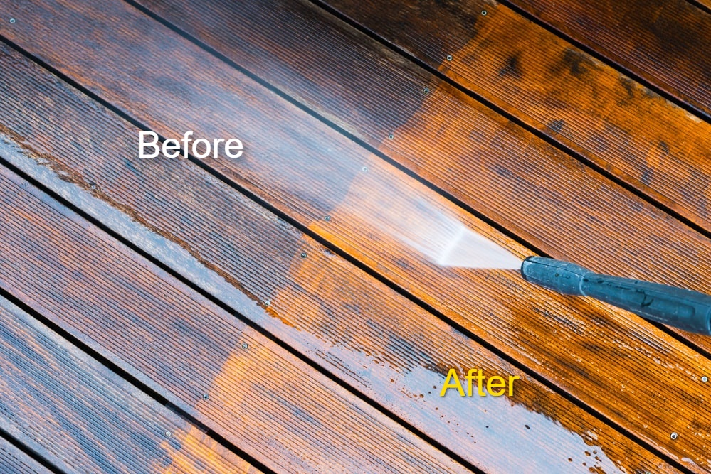 Before and After deck cleaning Before and After deck cleaning